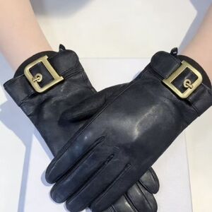 <AUTHENTIC>Dior Black Leather Buckle Gloves